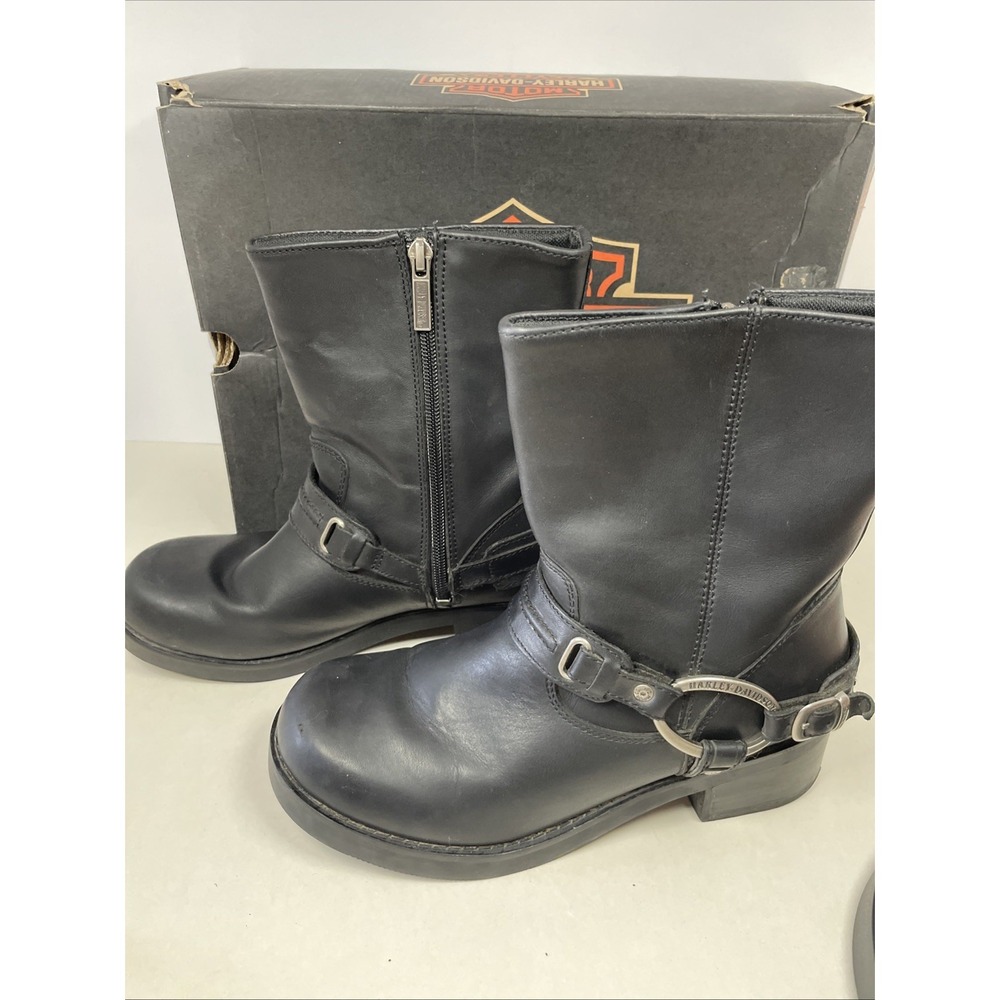 Harley-Davidson Women's 9 M Christa Black Leather Motorcycle Boot Side Zip - Picture 3 of 7